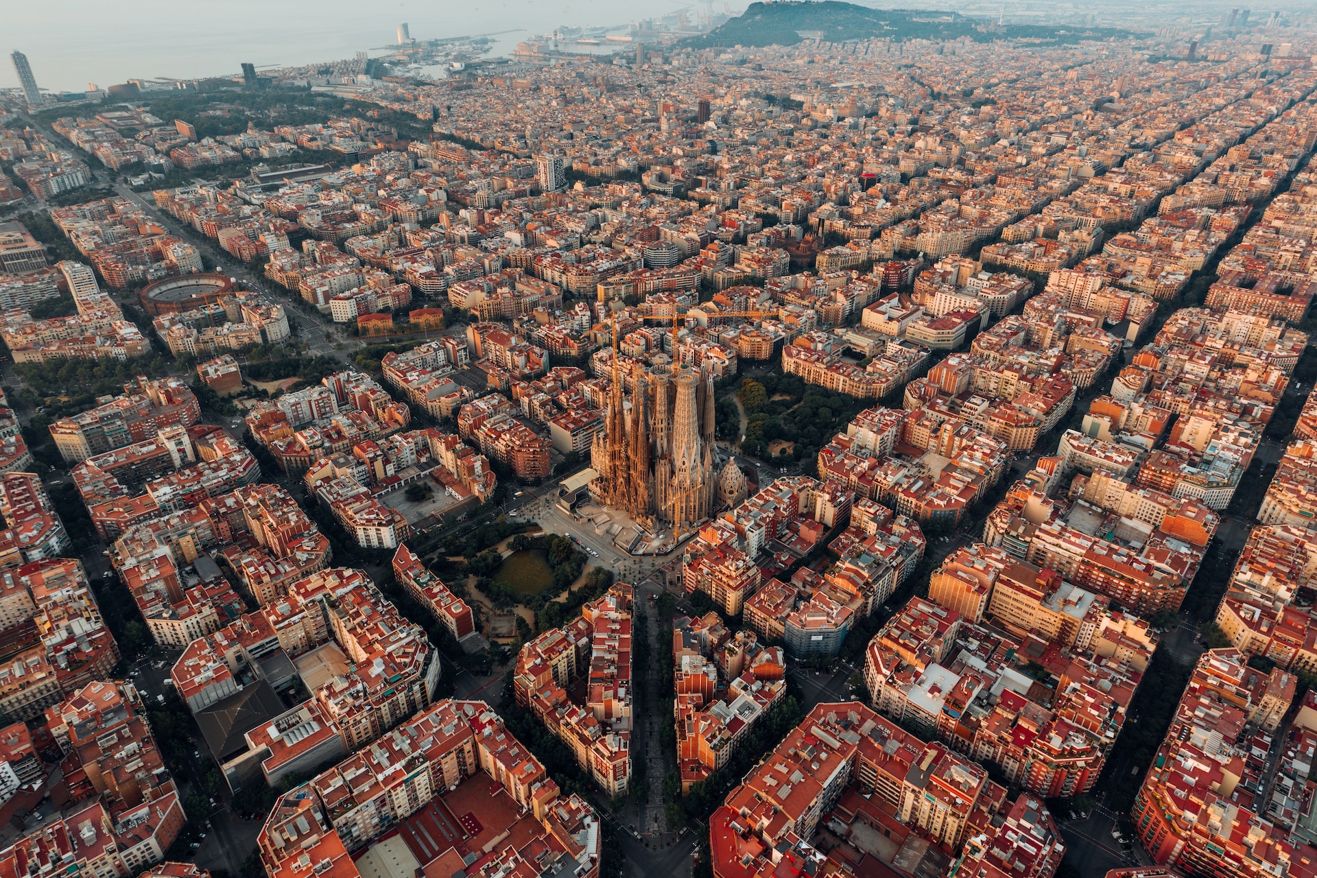 Aerial view of Barcelona blocks by Logan Armstrong